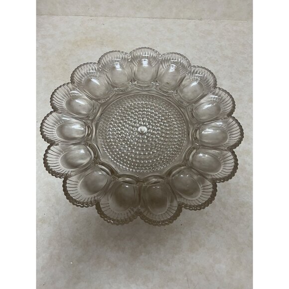 Vintage Indiana Glass Clear Hobnail Deviled Egg Relish Tray - Picture 1 of 2